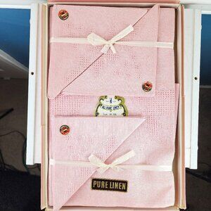 Trademark All Pure Linen Tablecloth Napkins Set Belgium NWT